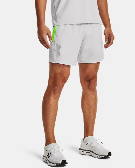 Herren UA Qualifier Speedpocket Shorts ohne Innenslip mit Logo (18 cm), Gray, pdpMainDesktop image number 0